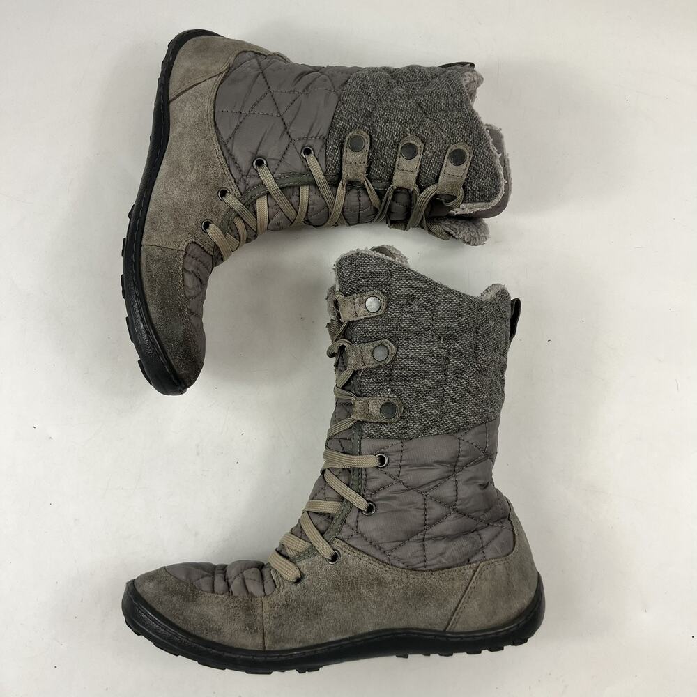 Columbia Womens Quilted Winter Snow Boots 7.5 Gray Waterproof Lace Up Suede - Picture 4 of 11
